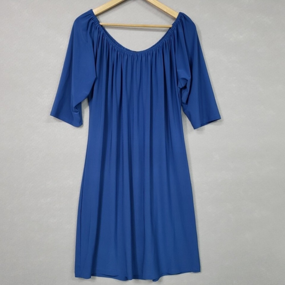 Tiana B. Women XL Casual Dress Blue Stretch Resort Beach Vacation Shift